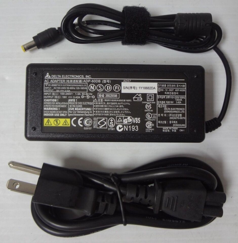 *Brand NEW*Delta Electronics 19V 3.42A 64W AC Adapter ADP-60DB Power Cable -1 POWER Supply